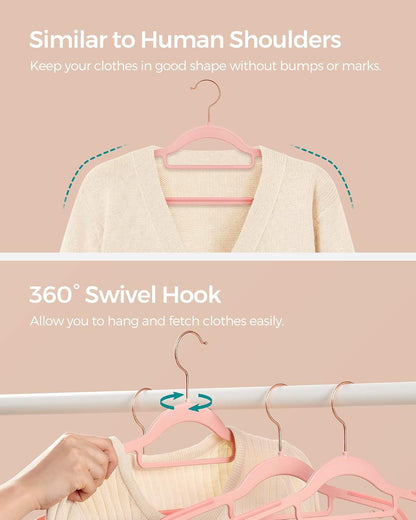 SONGMICS Pack of 50 Coat Hangers, Space-Saving Plastic Clothes Hangers