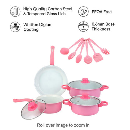 12-Piece Non-Stick Cookware Set Deep Frying Pan with Lid Milk Pot Maifan Stone Frying Pan Cooking Pot Set for All Types of Cooker