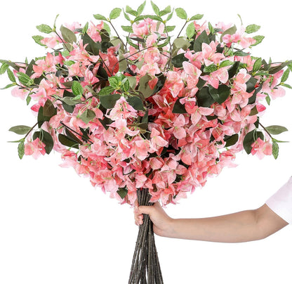 30 Pcs Fake Bougainvillea Bulk Silk Flower UV Resistant, Peach Pink