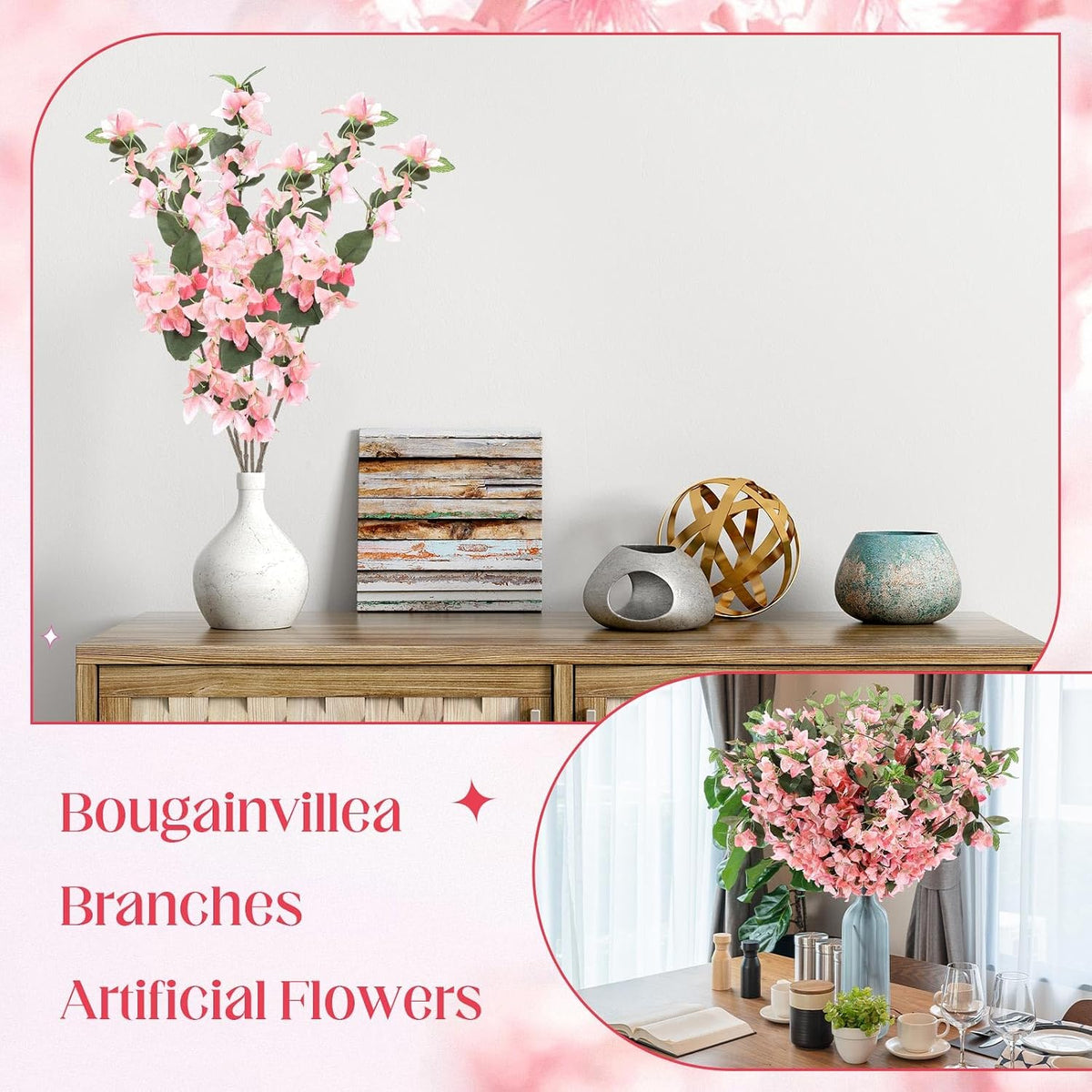 30 Pcs Fake Bougainvillea Bulk Silk Flower UV Resistant, Peach Pink