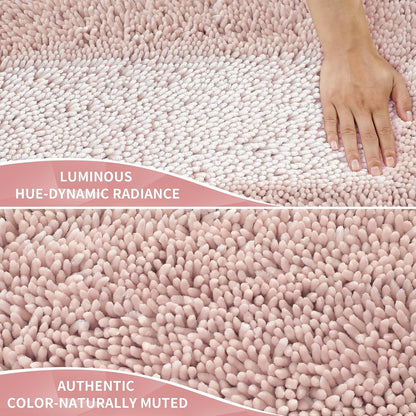 Chenille Bathroom Rugs Non Slip, Extra Thick Soft Absorbent Bath Rug 31.5x20 Inch, Machine Washable Quick Dry Bath Mat for Bathroom Floor, Tub and Shower, Home Decor Accessories, Pink
