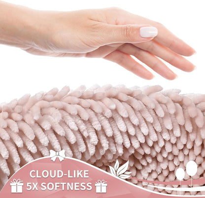 Chenille Bathroom Rugs Non Slip, Extra Thick Soft Absorbent Bath Rug 31.5x20 Inch, Machine Washable Quick Dry Bath Mat for Bathroom Floor, Tub and Shower, Home Decor Accessories, Pink