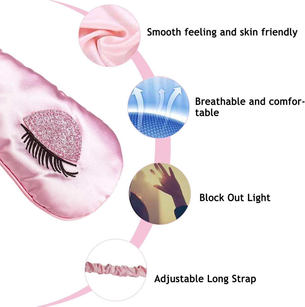 Sleep Mask, Silk Eye Mask Satin Blindfold Travel Eye Cover Eyeshade