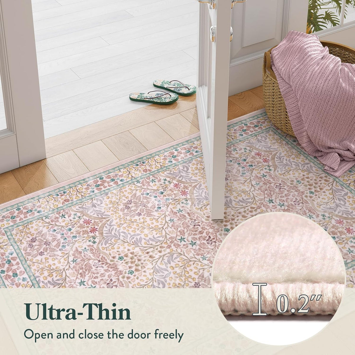 Pink Washable Entryway Rug, 2x3 Small Soft Kitchen Rugs Non Slip