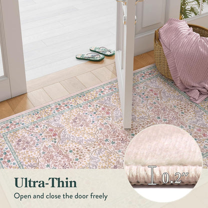 Pink Washable Entryway Rug, 2x3 Small Soft Kitchen Rugs Non Slip