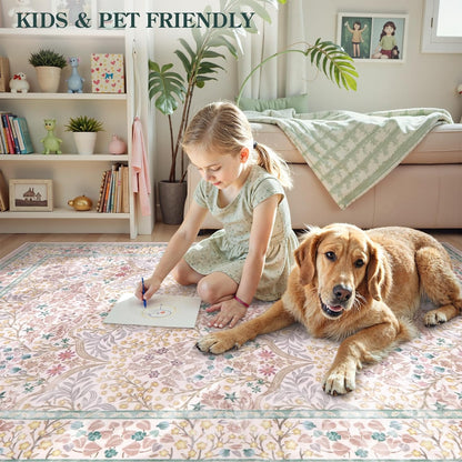 Pink Washable Entryway Rug, 2x3 Small Soft Kitchen Rugs Non Slip
