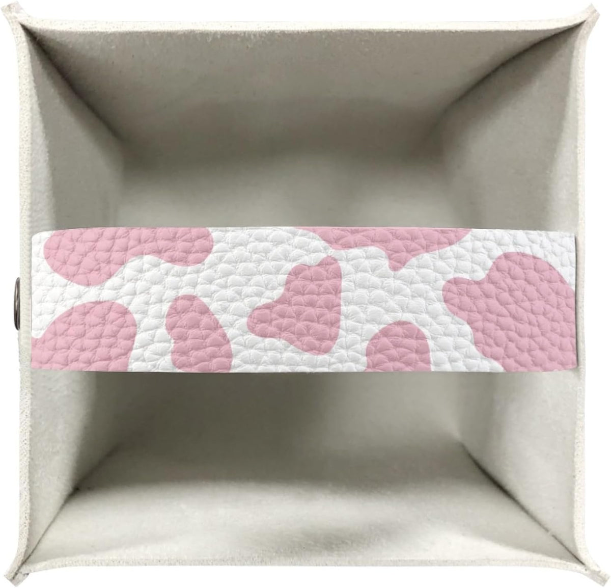 Pink Cow Print PU Leather Tissue Box Cover Square Facial Tissue Holder Facial Paper Organizer Dispenser for Bathroom,Vanity Countertop,Tabletop,Car