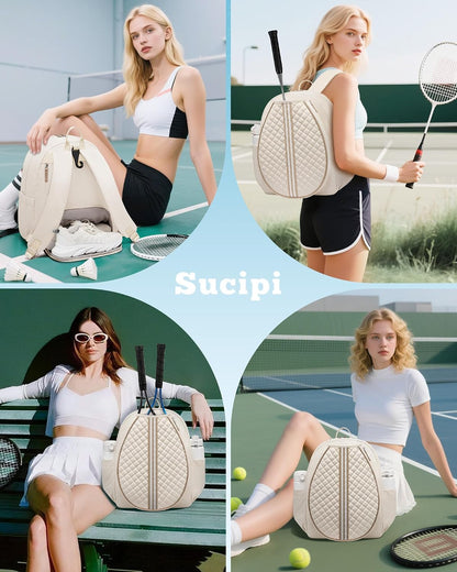 Tennis Bag, Quilted Tennis Bag for Women, Tennis Racket Backpack Bag