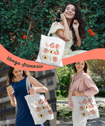 Pink Fruit Cute Canvas Tote Bag for Women Teens Girls,Cute Small Work Travel Shopping Tote Bags Grocery Reusable Bags