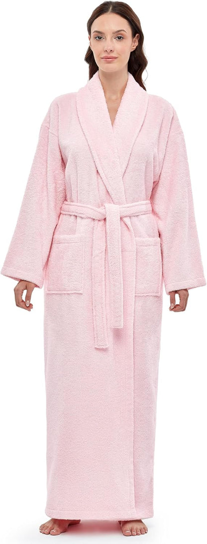 Womens Shawl Collar Robe, Turkish Terry Cotton Bathrobe
