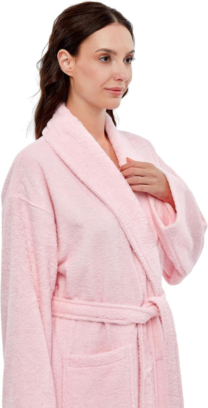 Womens Shawl Collar Robe, Turkish Terry Cotton Bathrobe