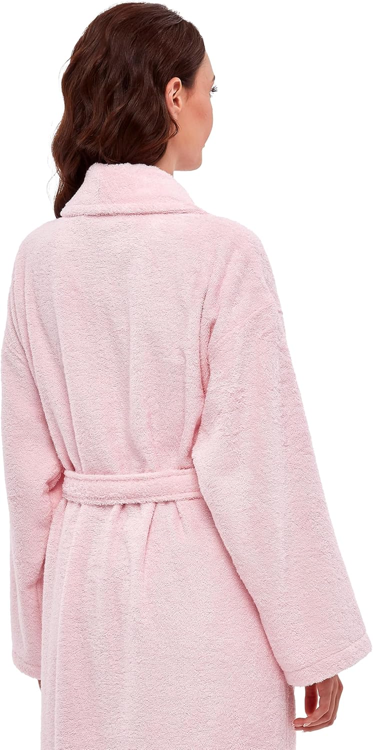 Womens Shawl Collar Robe, Turkish Terry Cotton Bathrobe