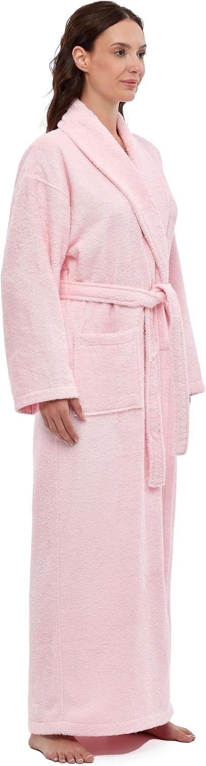 Womens Shawl Collar Robe, Turkish Terry Cotton Bathrobe