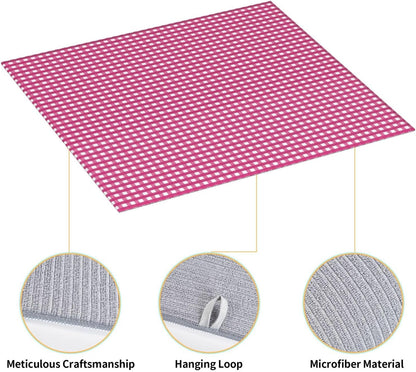 Pink Gingham Print Microfiber Dish Drying Mat for Kitchen Counter 16x18 in Super Absorbent Drying Pad for Countertops, Sinks, Draining Racks with Hanging