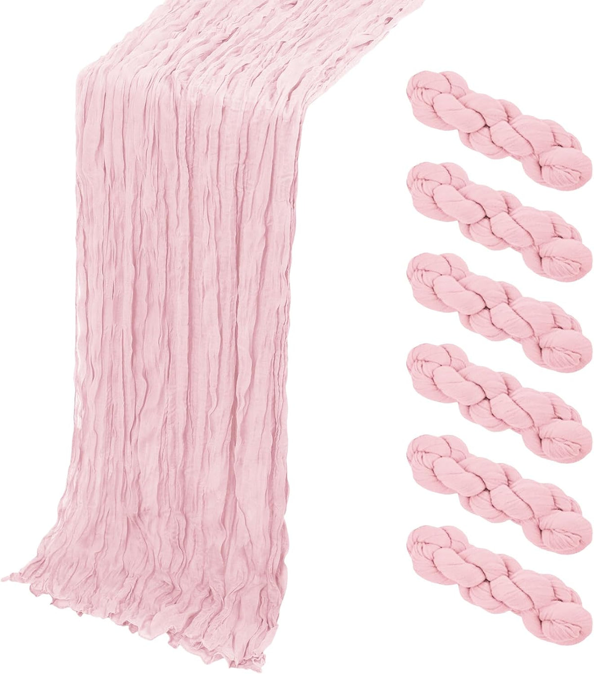 6 Pack Light Pink Cheesecloth Table Runner, 17 x 108 Inch, Gauze Cheese Cloth Table Runner Rustic Sheer Runner for Wedding Birthday Party Baby Shower Table Decor(Light Pink)
