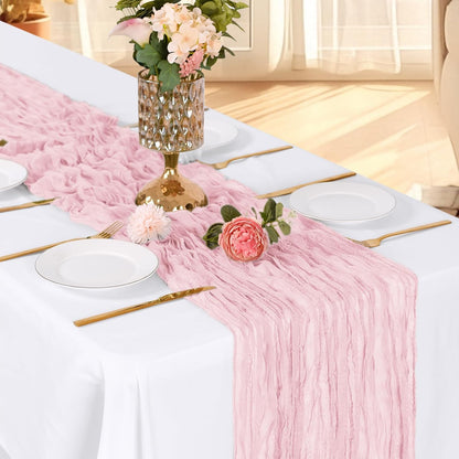 6 Pack Light Pink Cheesecloth Table Runner, 17 x 108 Inch, Gauze Cheese Cloth Table Runner Rustic Sheer Runner for Wedding Birthday Party Baby Shower Table Decor(Light Pink)