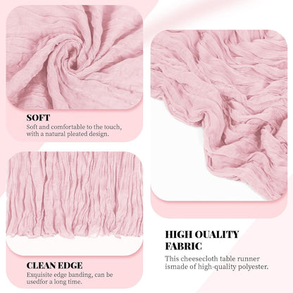 6 Pack Light Pink Cheesecloth Table Runner, 17 x 108 Inch, Gauze Cheese Cloth Table Runner Rustic Sheer Runner for Wedding Birthday Party Baby Shower Table Decor(Light Pink)