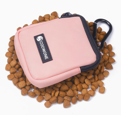 Dog Treat Pouch Pocket Sized Pet Puppy Training Pouch for Dog Training Behavior Aids, Waterproof Nylon Fabric Dog Poop Bag Holder, Hands Free Dog Walking Bag with Metal Carabiner (Pink)