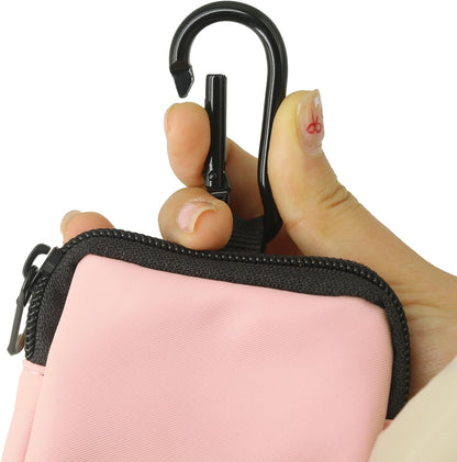 Dog Treat Pouch Pocket Sized Pet Puppy Training Pouch for Dog Training Behavior Aids, Waterproof Nylon Fabric Dog Poop Bag Holder, Hands Free Dog Walking Bag with Metal Carabiner (Pink)