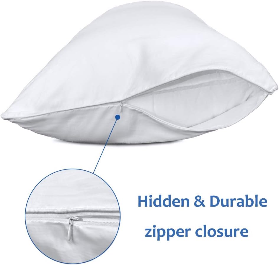 1000 Series Egyptian Cotton European Square (28x28) Pillowcases Set of 2 - Zipper Closure, (Stripe, Peach)