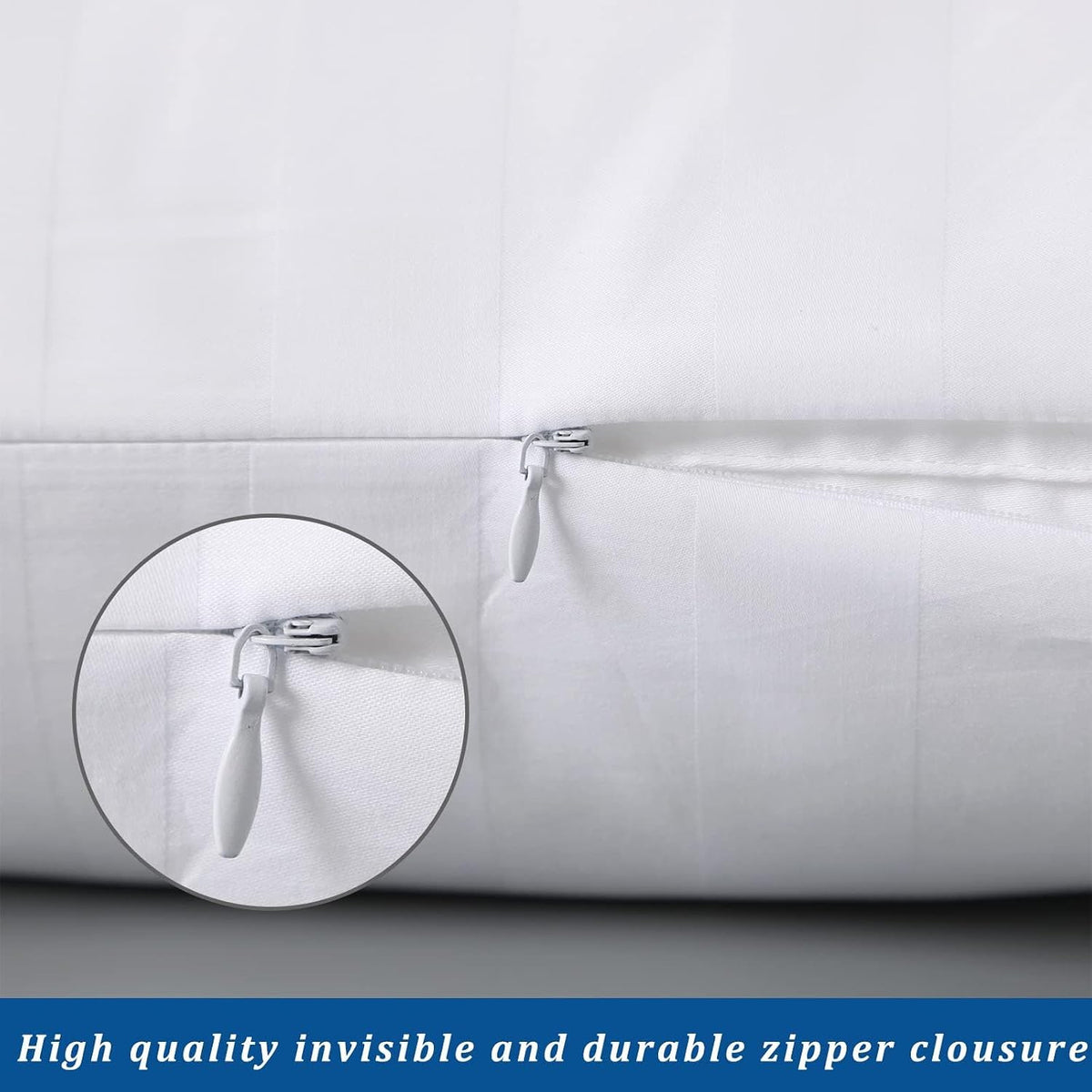 1000 Series Egyptian Cotton European Square (28x28) Pillowcases Set of 2 - Zipper Closure, (Stripe, Peach)