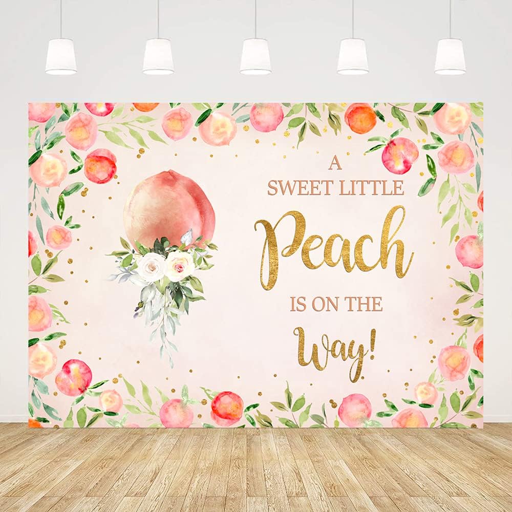 A Sweet Little Peach is On The Way Backdrop for Baby Shower Pink Peach Photography Background for Babyshower It's A Girl Backdrops Oh Baby Banner for Girl Birthday Photo Booth Props 5x3ft