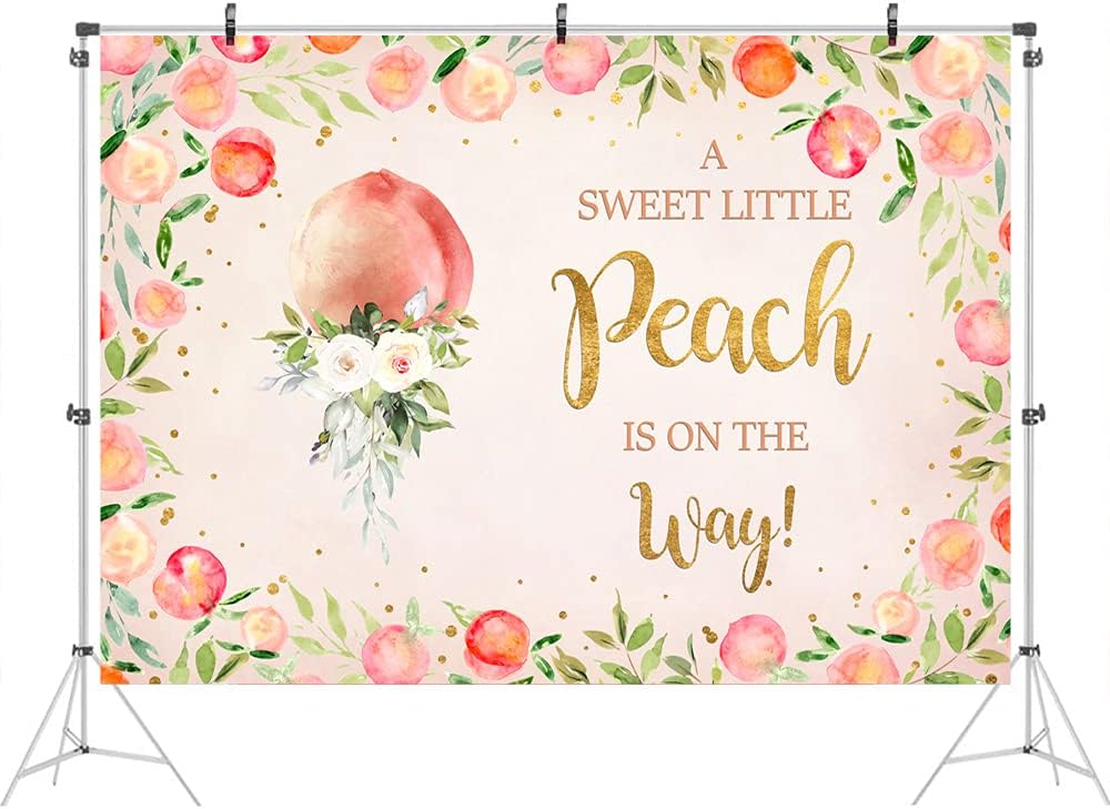 A Sweet Little Peach is On The Way Backdrop for Baby Shower Pink Peach Photography Background for Babyshower It's A Girl Backdrops Oh Baby Banner for Girl Birthday Photo Booth Props 5x3ft