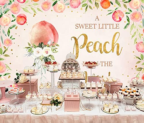 A Sweet Little Peach is On The Way Backdrop for Baby Shower Pink Peach Photography Background for Babyshower It's A Girl Backdrops Oh Baby Banner for Girl Birthday Photo Booth Props 5x3ft