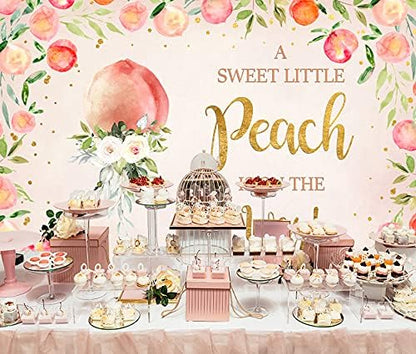 A Sweet Little Peach is On The Way Backdrop for Baby Shower Pink Peach Photography Background for Babyshower It's A Girl Backdrops Oh Baby Banner for Girl Birthday Photo Booth Props 5x3ft