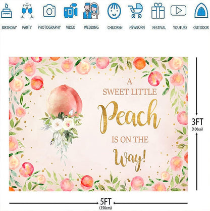 A Sweet Little Peach is On The Way Backdrop for Baby Shower Pink Peach Photography Background for Babyshower It's A Girl Backdrops Oh Baby Banner for Girl Birthday Photo Booth Props 5x3ft