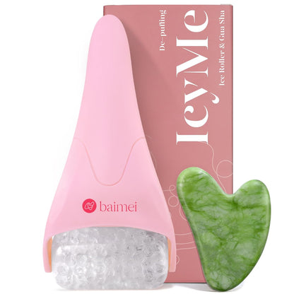 IcyMe Ice Roller for Face & Gua Sha Set, Depuff & Migraine Relief