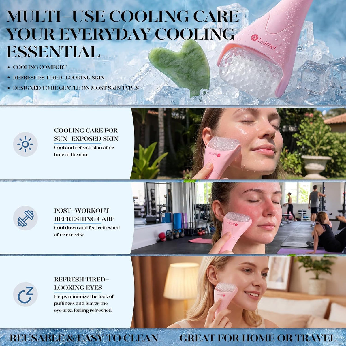 IcyMe Ice Roller for Face & Gua Sha Set, Depuff & Migraine Relief