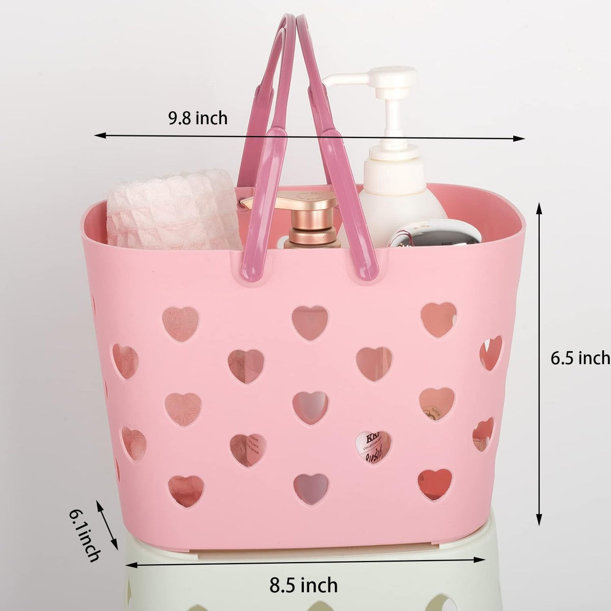 Portable Shower Caddy with Handle Plastic Shower Basket Organizer, Pink