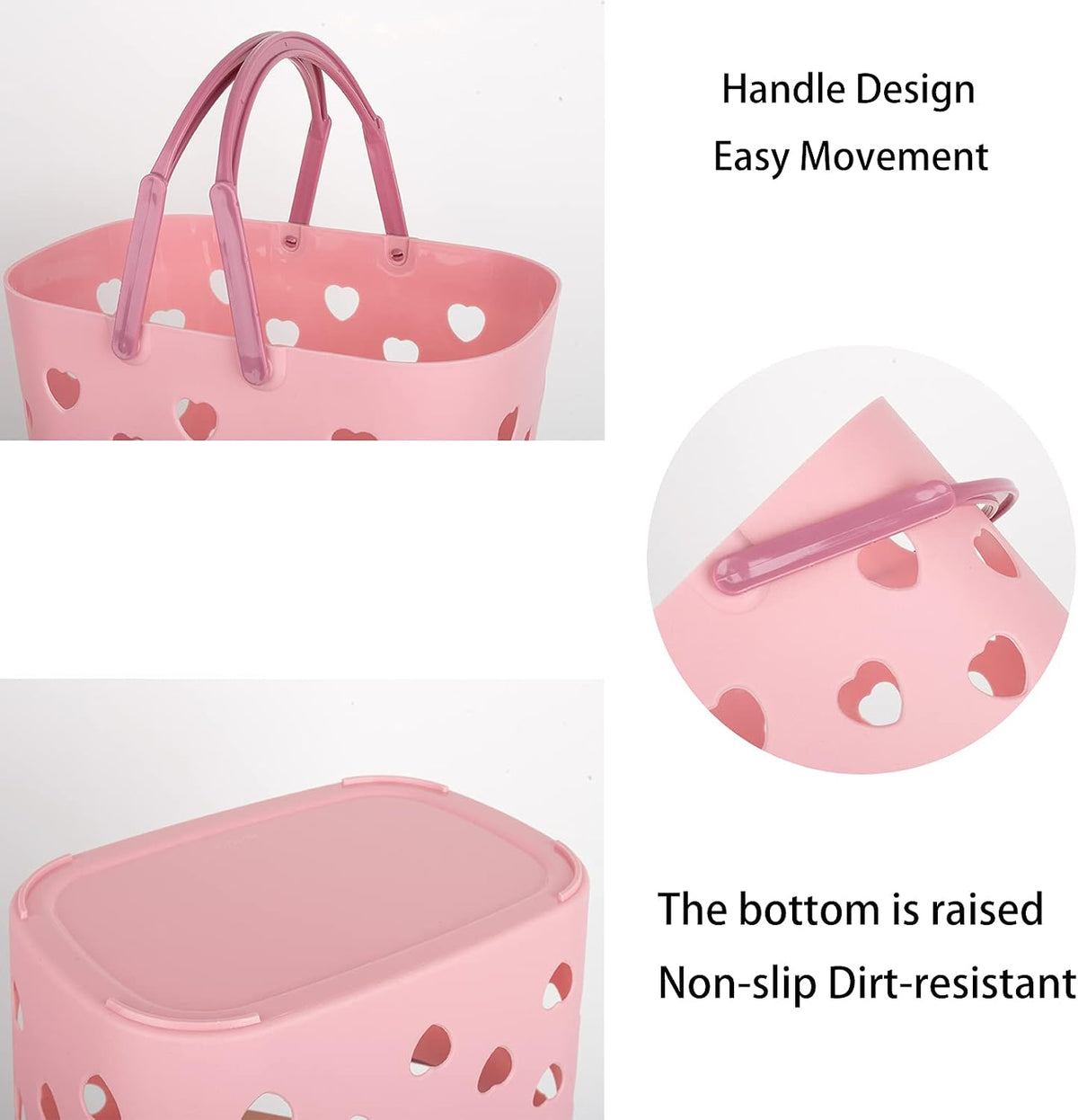 Portable Shower Caddy with Handle Plastic Shower Basket Organizer, Pink