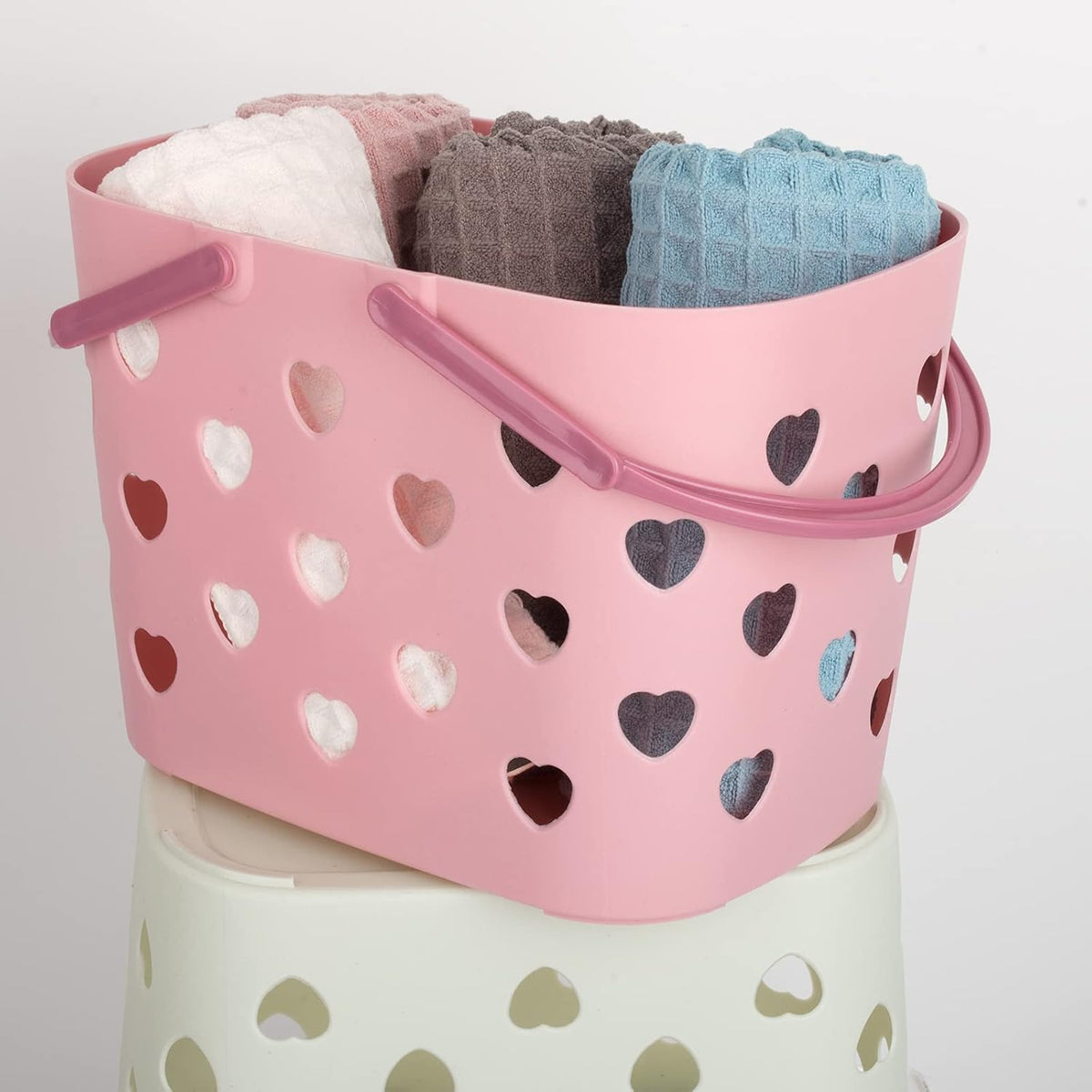 Portable Shower Caddy with Handle Plastic Shower Basket Organizer, Pink