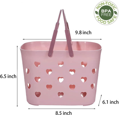 Portable Shower Caddy with Handle Plastic Shower Basket Organizer, Pink