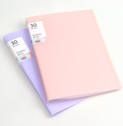 Binder with Plastic Sleeves for A4 Size, 30 Pocket, 1 Pack, Pink