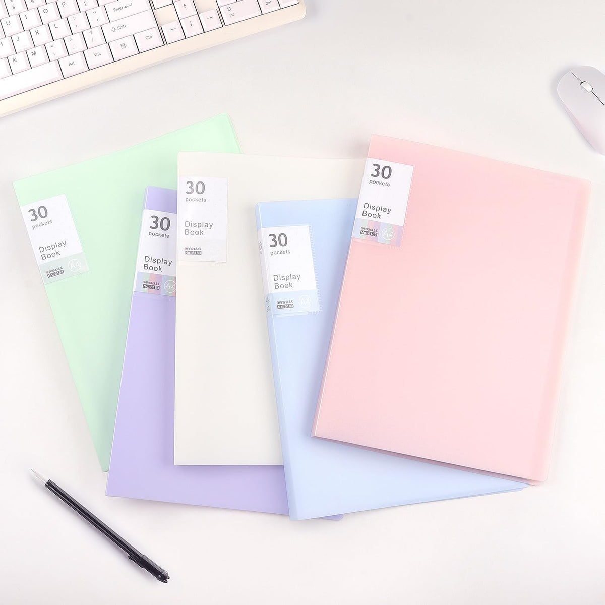 Binder with Plastic Sleeves for A4 Size, 30 Pocket, 1 Pack, Pink