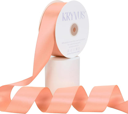 Peach Satin Ribbon, Double Faced 1-1/2 Inch X 50 Yards Peach Ribbon, Premium Satin Ribbons for Gift Wrapping, Crafts, Hair Bow Making, Sewing, Flower Bouquet, Wedding Party Decor