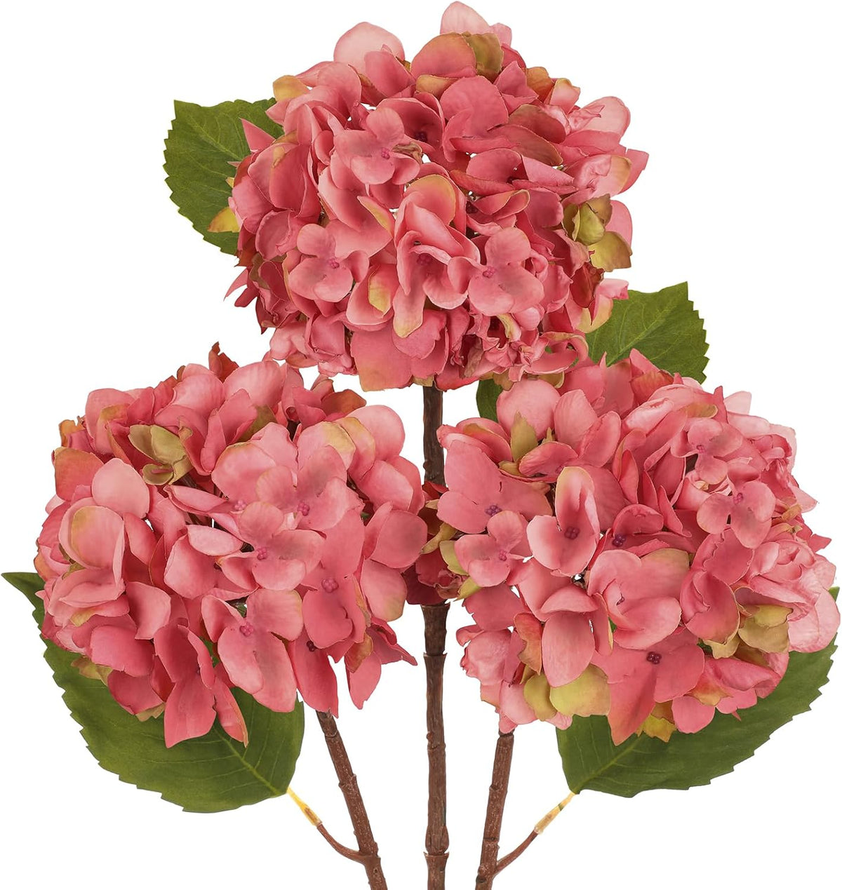 3Pcs Pink Hydrangea Artificial Flowers Faux Dried Touch Hydrangeas Silk Flowers with Stems Fake Florals Flower for Home Wedding Table Centerpiece Vase Arrangements Decorations