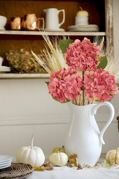 3Pcs Pink Hydrangea Artificial Flowers Faux Dried Touch Hydrangeas Silk Flowers with Stems Fake Florals Flower for Home Wedding Table Centerpiece Vase Arrangements Decorations