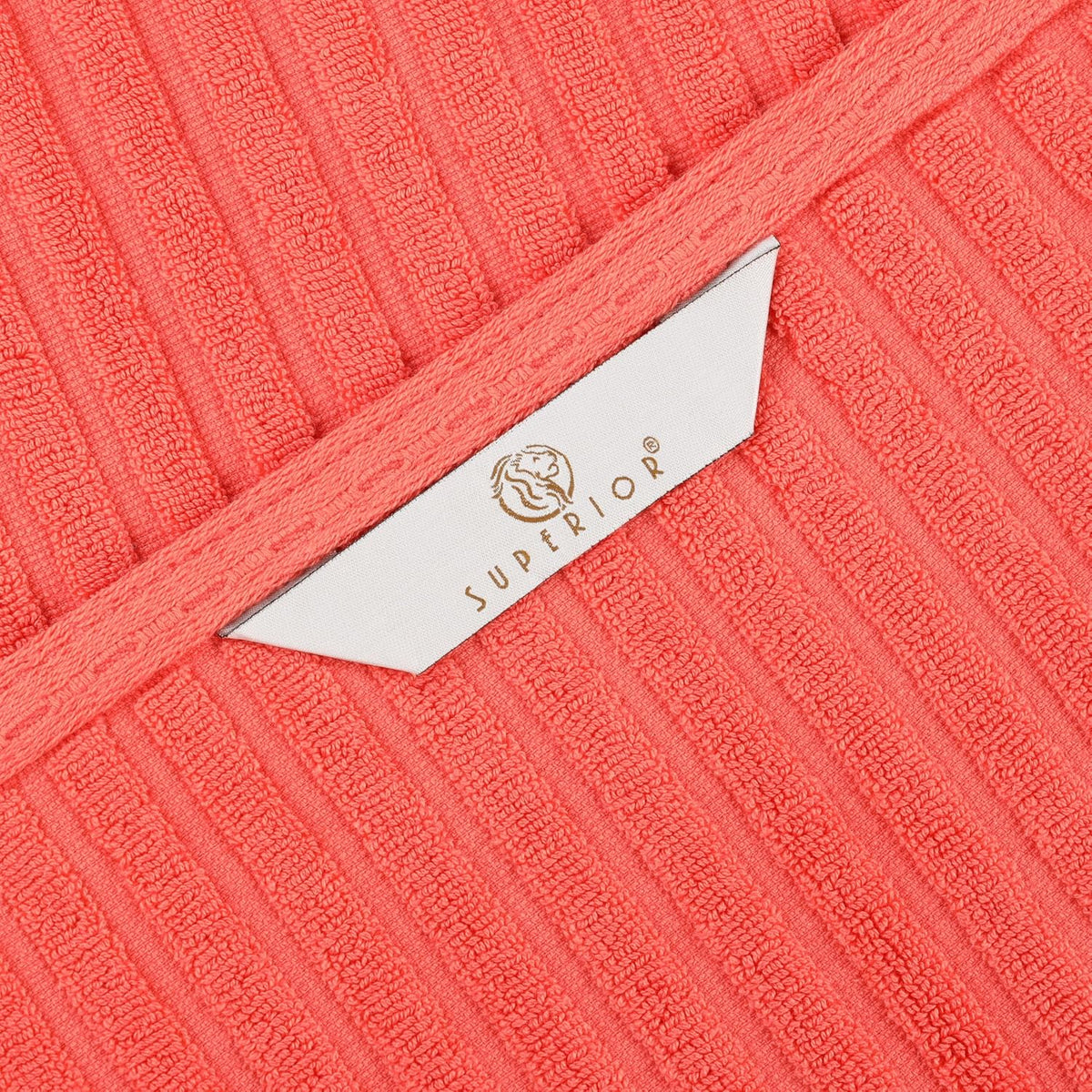 6 Piece Cotton Towel Set, Includes 2 Bath Towels, 2 Hand Towels, 2 Face Towel/Washcloths, Daily Use for Bathroom, Guest Bath, Ribbed, Absorbent, Home Essentials, Soho Collection, Coral