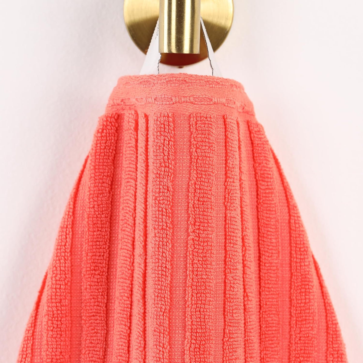 6 Piece Cotton Towel Set, Includes 2 Bath Towels, 2 Hand Towels, 2 Face Towel/Washcloths, Daily Use for Bathroom, Guest Bath, Ribbed, Absorbent, Home Essentials, Soho Collection, Coral