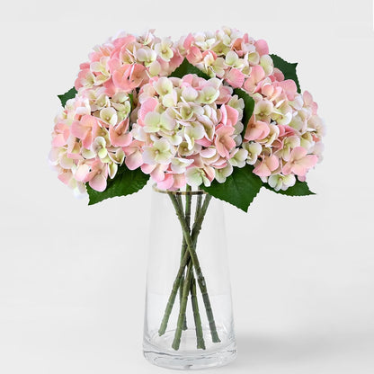 5PCS Hydrangea Artificial Flowers Fake Hydrangea Latex, Light Pink