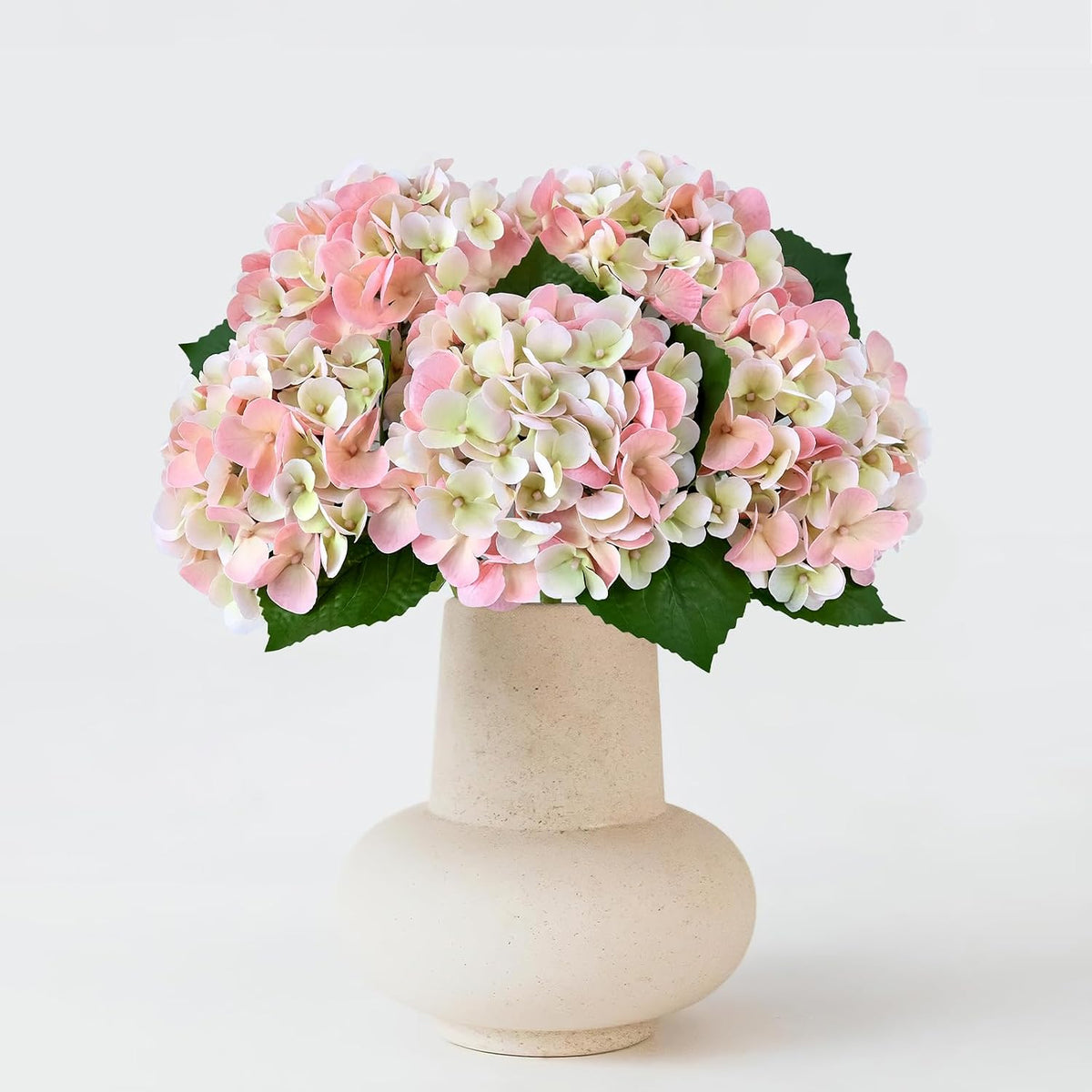 5PCS Hydrangea Artificial Flowers Fake Hydrangea Latex, Light Pink