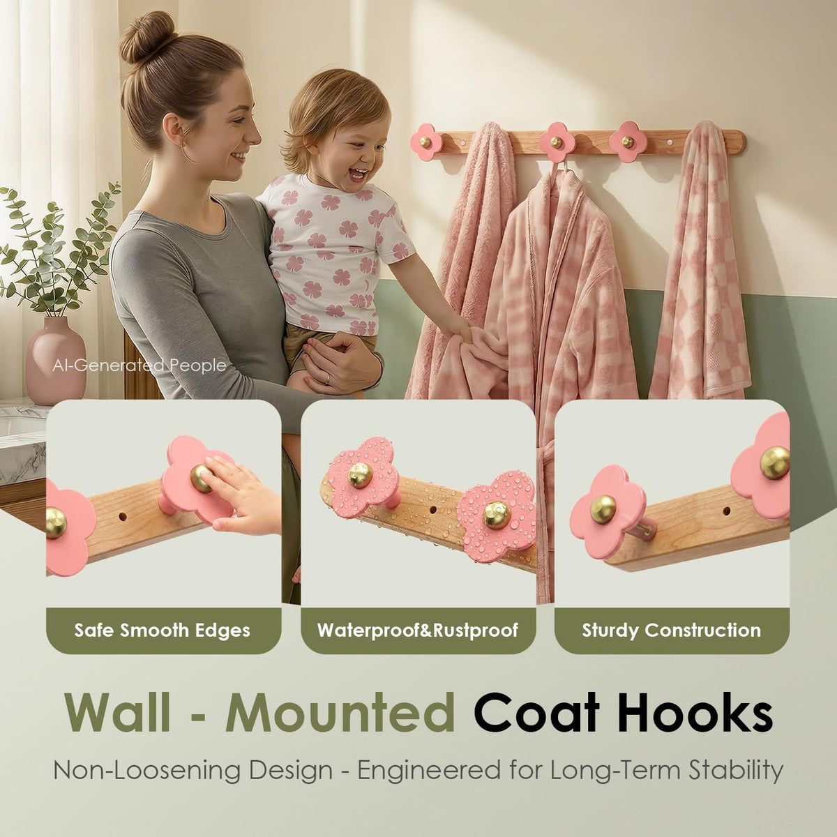 Upgreded Heavy Duty Coat Rack Wall Mount for Entryway, Kids' Room