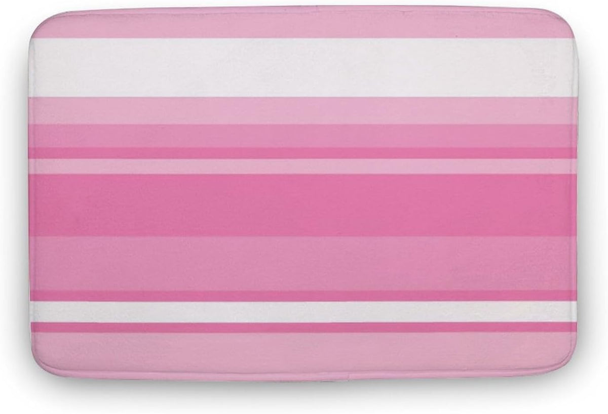 Pink Striped Pattern Bath Mat Rug 24x16, Ultra Soft Bathroom Rug, Non Slip and Absorbent Bath Rug Carpet for Bathroom Floor, Tub and Shower