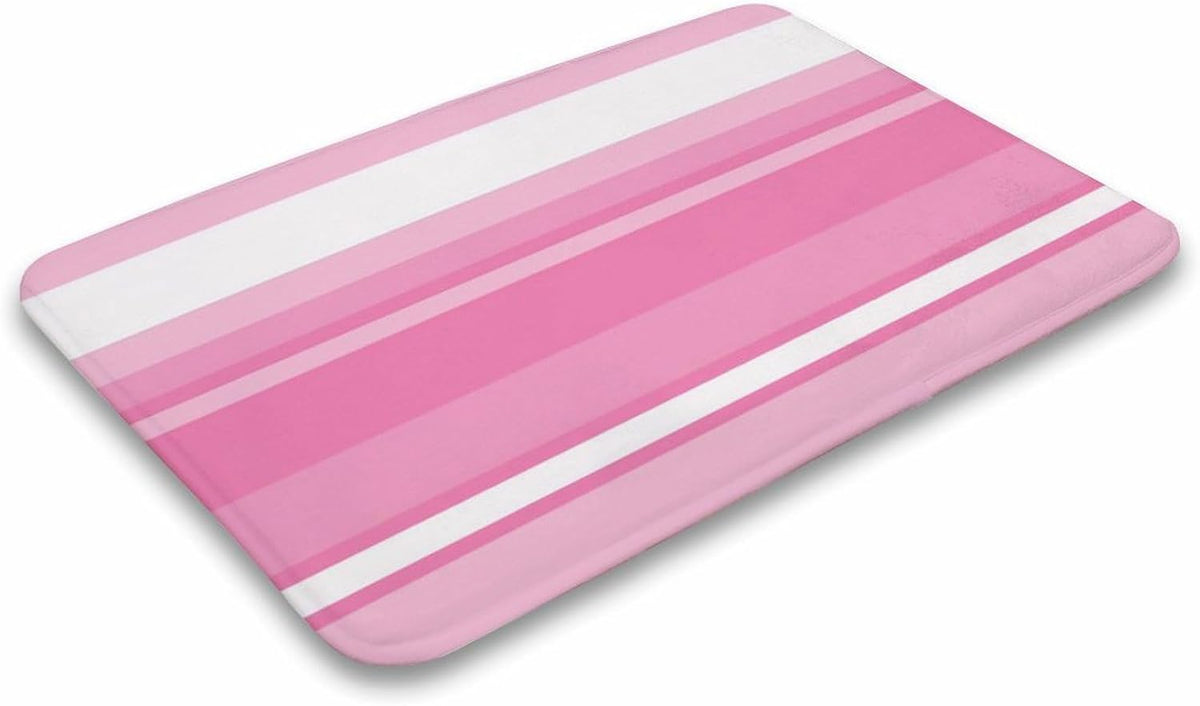 Pink Striped Pattern Bath Mat Rug 24x16, Ultra Soft Bathroom Rug, Non Slip and Absorbent Bath Rug Carpet for Bathroom Floor, Tub and Shower