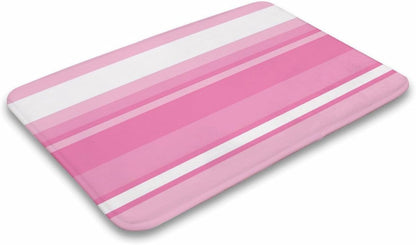 Pink Striped Pattern Bath Mat Rug 24x16, Ultra Soft Bathroom Rug, Non Slip and Absorbent Bath Rug Carpet for Bathroom Floor, Tub and Shower