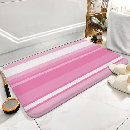 Pink Striped Pattern Bath Mat Rug 24x16, Ultra Soft Bathroom Rug, Non Slip and Absorbent Bath Rug Carpet for Bathroom Floor, Tub and Shower